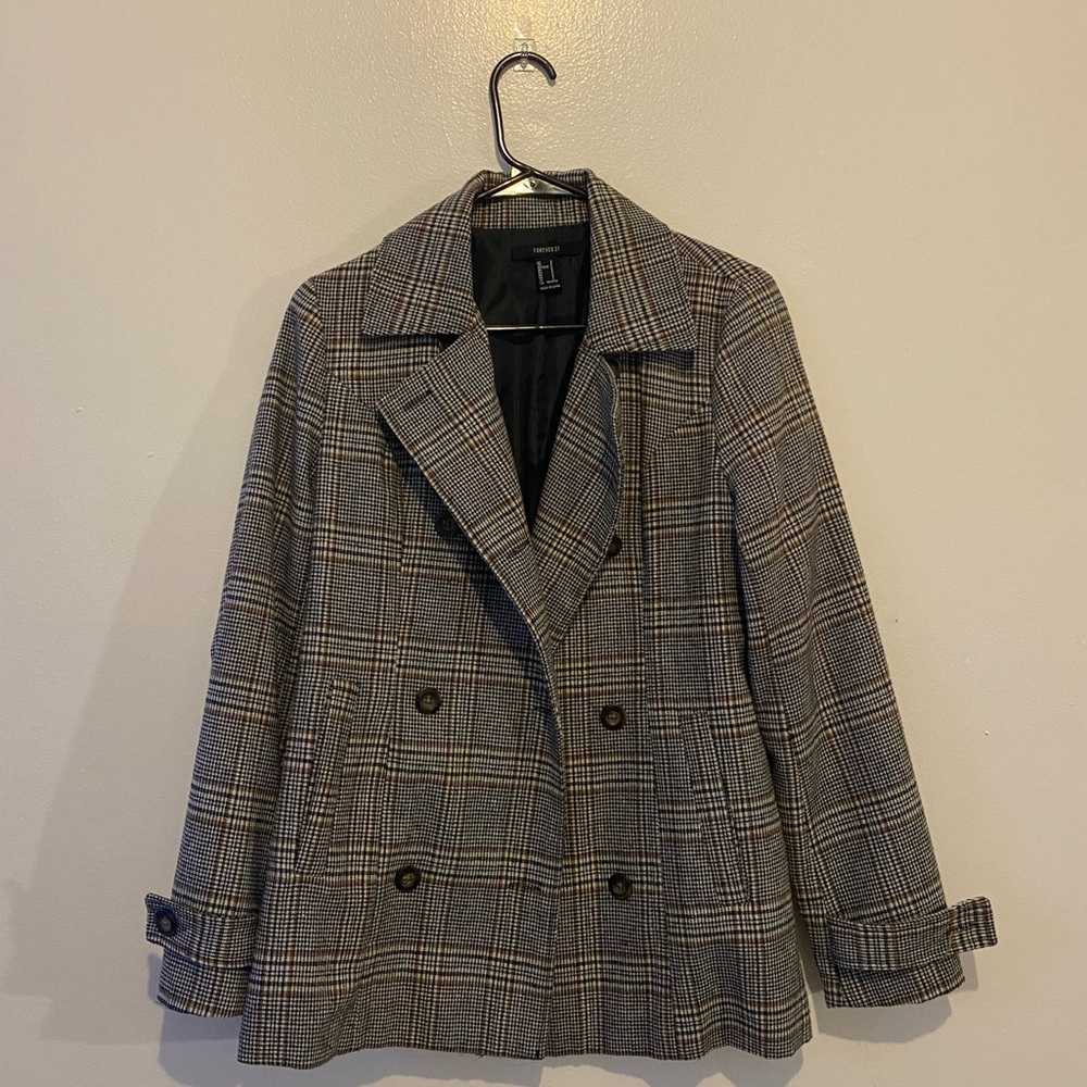 Gray Plaid Blazer In Great Form